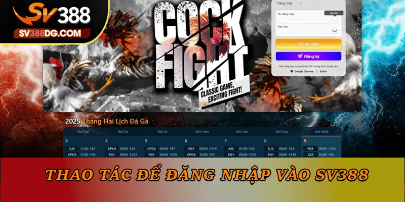 Thao tác để đăng nhập vào SV388 Thao tác để đăng nhập vào SV388